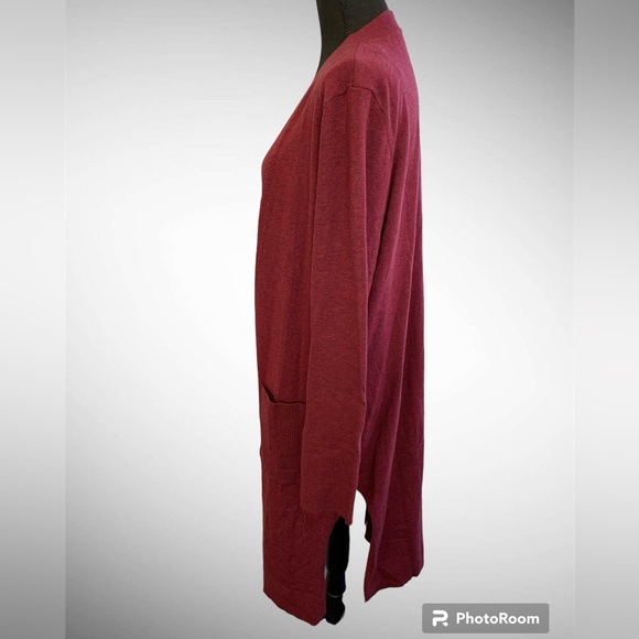 Time and Tru Women's Duster Cardigan Sweater Midweight XL 16-18 Burgundy - Picture 7 of 8